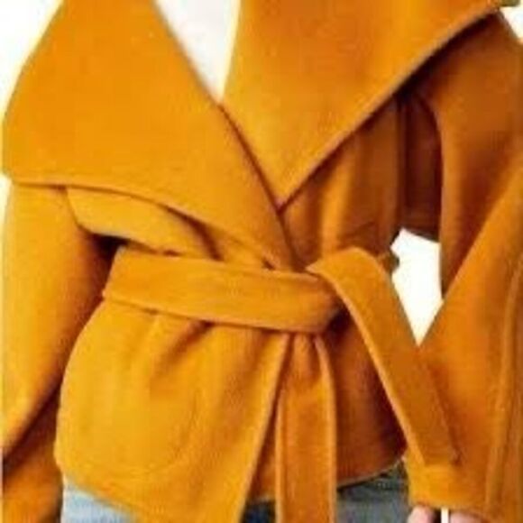 Free People Women's Mustard Mina Belted Wrap Jacket Size Medium - Picture 1 of 8